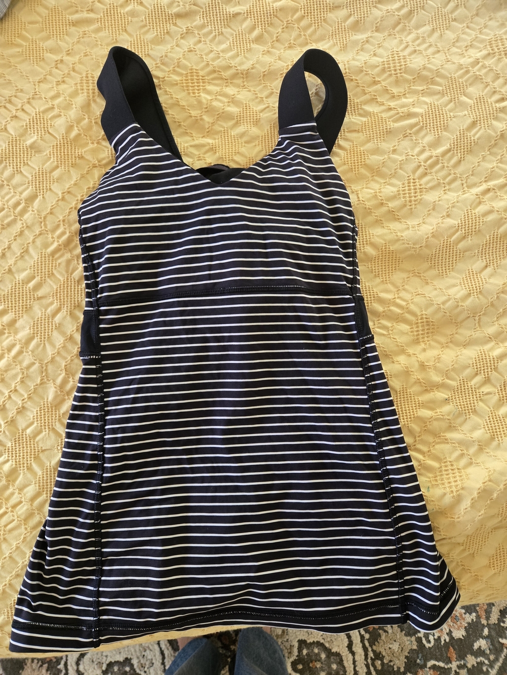 Black And White Stripped Lululemon Workout Top